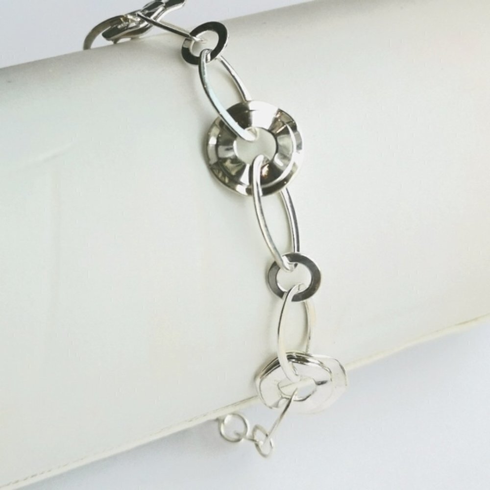 NWT sterling silver link disc bracelet - Picture 3 of 7